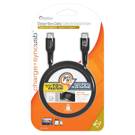 Power Up! USB Cable - Type C to Type C 4ft Braided 191-07041